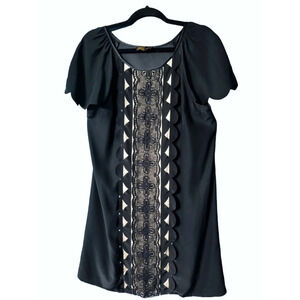 Frock! 100% Silk Black and Nude Sheath Dress by Tracy Reese Size P